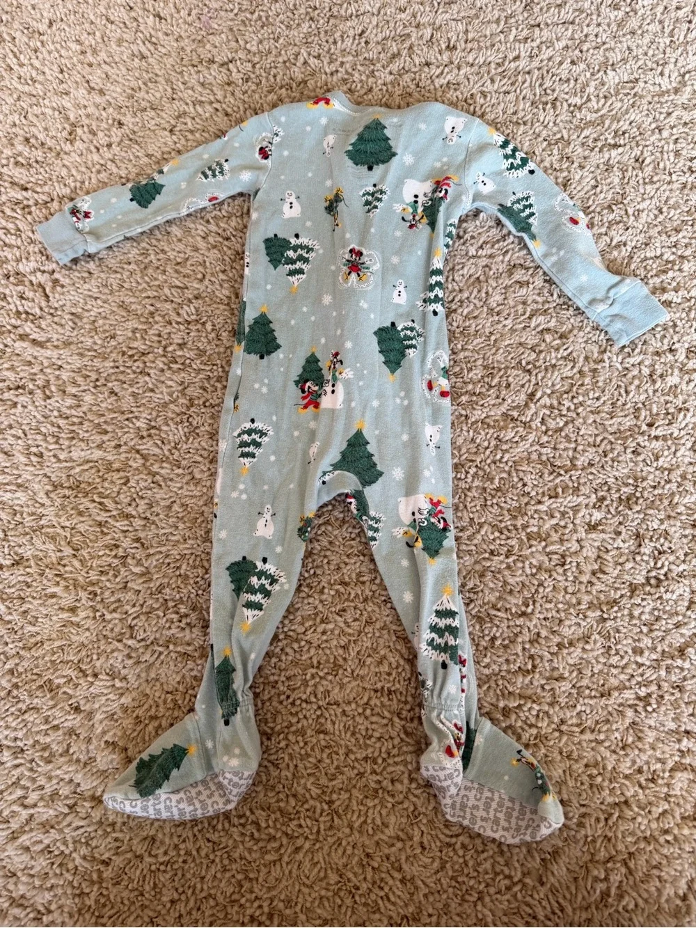 Disney Carters Mickey Mouse & friends Christmas holiday blue snow footie pjs